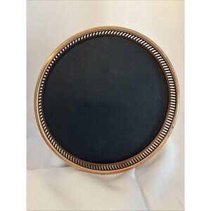 Coppercraft Guild 13" Round Barware Serving Tray Faux Leather Vintage Copper MCM
